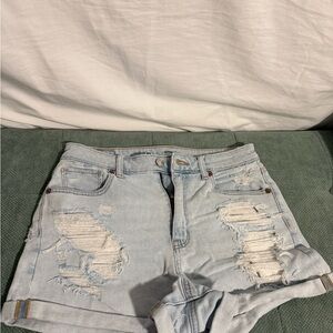 American Eagle Outfitters Light Blue Distressed Jean Shorts